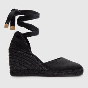 Castañer Carina Black Wedge Espadrille 39